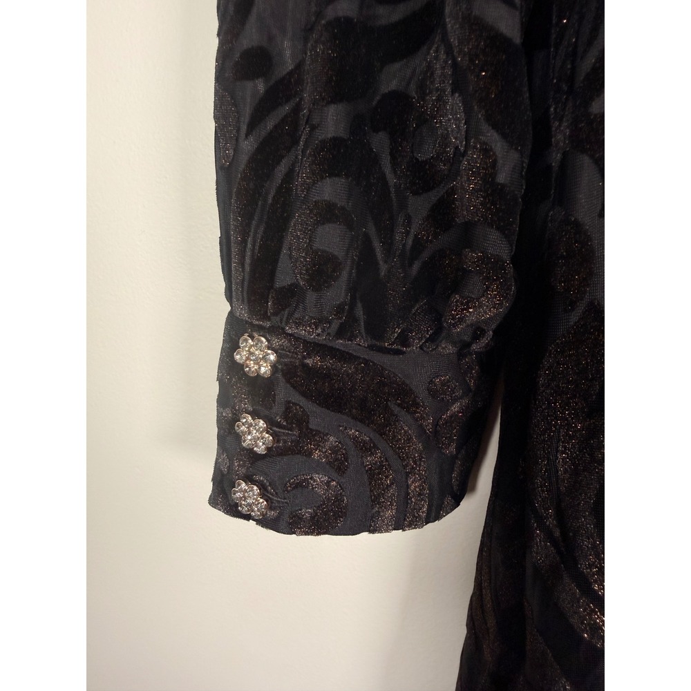 Soft Surroundings Hadley Black  Burnout Velvet Midi Dress Metallic 12‎  witchy - Picture 6 of 10